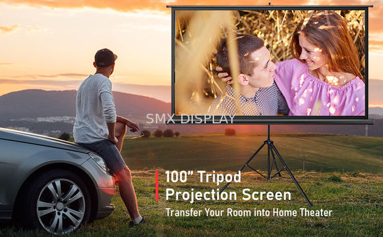 품질 가지고 다닐 수 있는 3 각 스탠드 프로젝터 스크린 영화 96 X96 244x244cm 공장